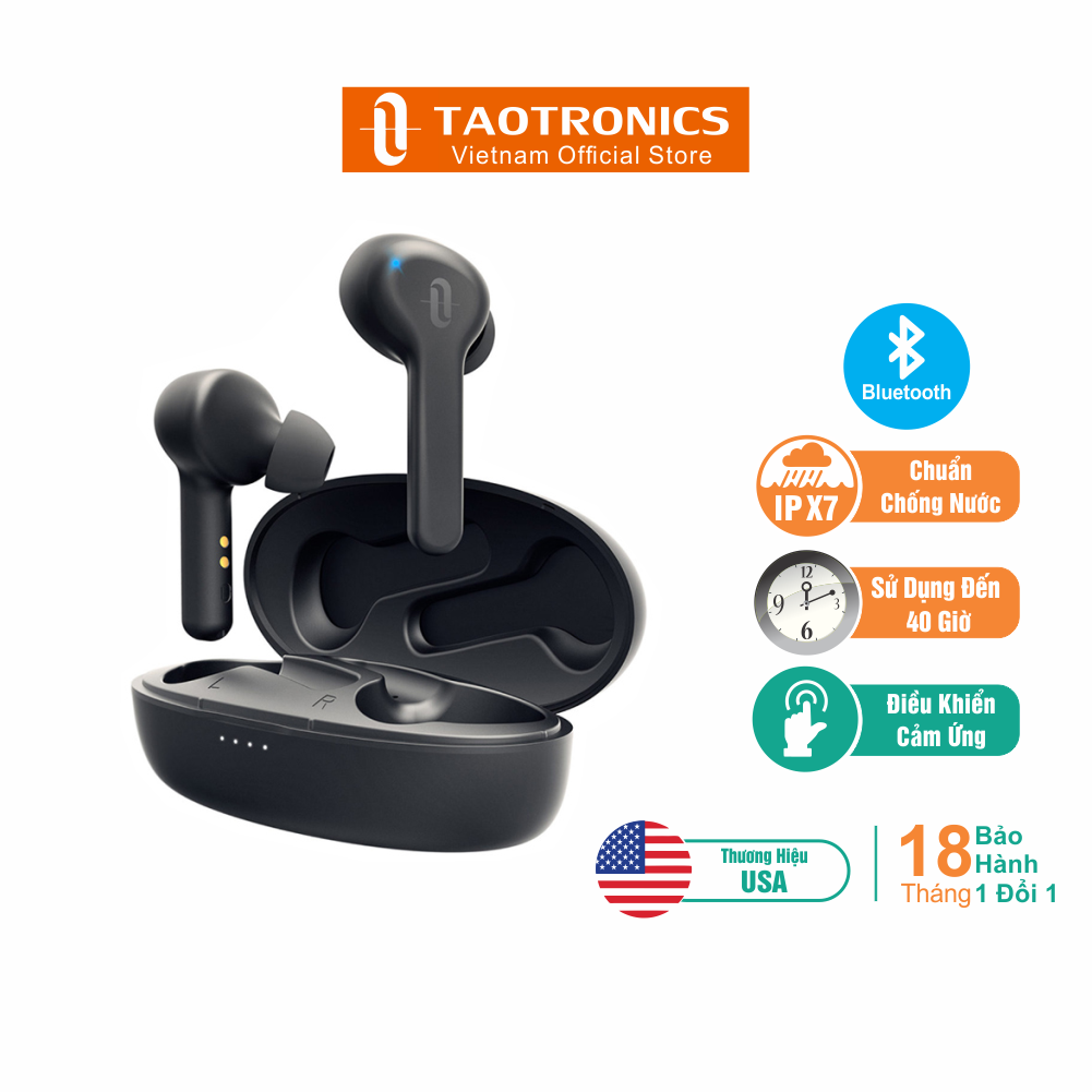 Tai Nghe TaoTronics Nhét Tai Bluetooth 50, Chống Ẩm, Hoạt Động 5H, Nhỏ Gọn TT-BH053 Pro - Hàng Chính Hãng