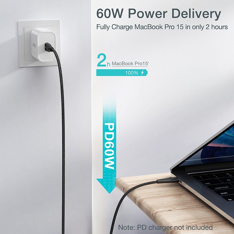 Dây Cáp Sạc Nhanh USB Type C To Type C 60W Dài 1.2M CHOETECH XCC-1003 - Hàng Chính Hãng