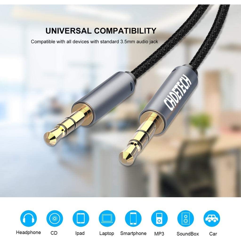 Dây Cáp Nối Dài Âm Thanh 2 Đầu Đực 3.5mm Dài 1.2M CHOETECH AUX002 - Hàng Chính Hãng