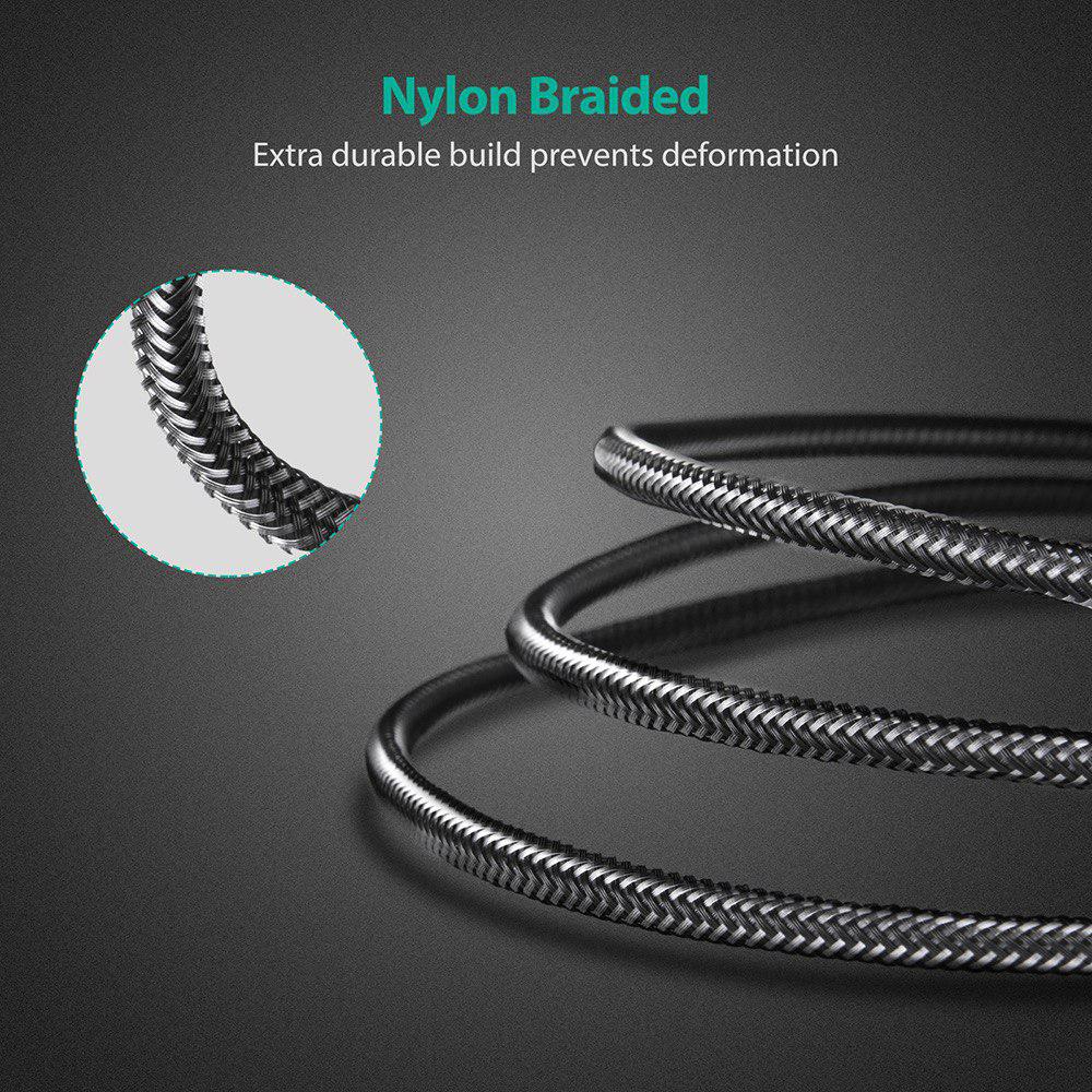 Dây Cáp Sạc Type-C to Type-C Sạc Nhanh cho điện thoại, tablet, ultrabook, MacBook Air Dài 1m, Dây Dù Nylon RAVPower RP-CB047 - Hàng Phân Phối Chính Thức