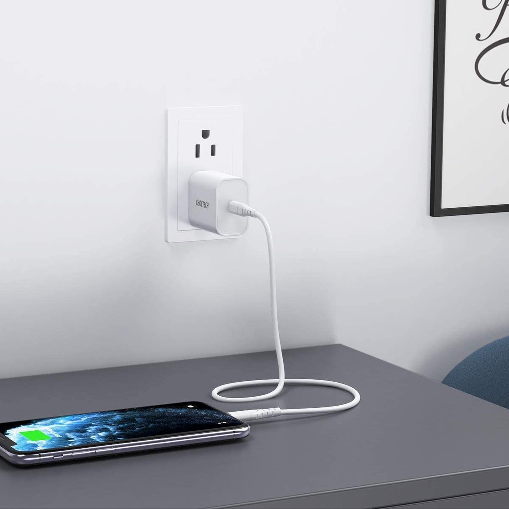 Adapter Củ Sạc CHOETECH PD 20W Chuyên Sạc Nhanh iPhone, iPad, Oppo, Xiaomi chống cháy nổ, PD5005 - Hàng Chính Hãng