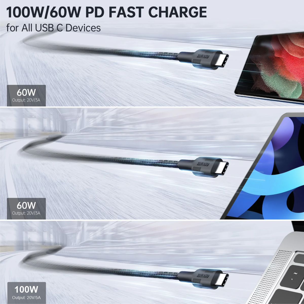 Dây Cáp Sạc Type C to C 100W Dài 2M CHOETECH XCC-1027 Sạc Nhanh Smartphone, Tablet, Macbook, Laptop - Hàng Chính Hãng