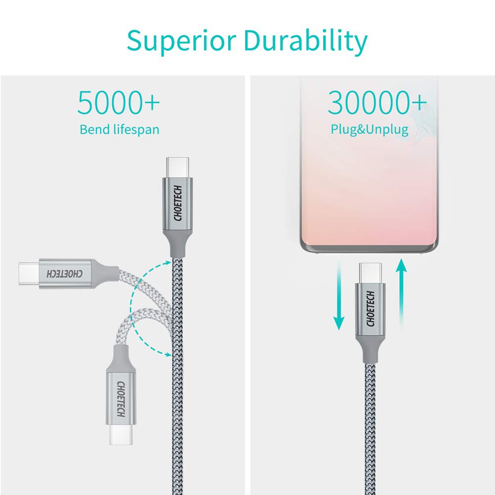 Dây Cáp Sạc Nhanh Type C to Type C 100W 1.8M Sạc Macbook, Laptop, Smartphone CHOETECH XCC-1002-GY - Hàng Chính Hãng