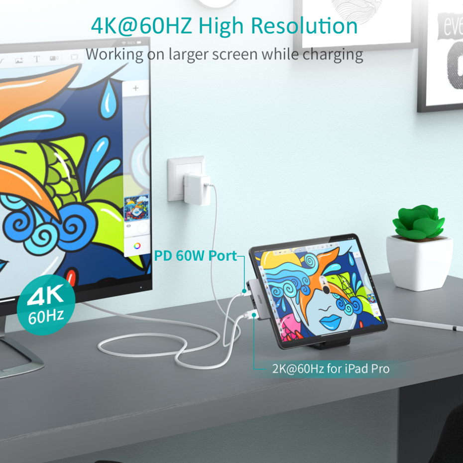 Hub Chuyển Đổi Type C to HDMI 4 In 1 CHOETECH HUB-M13 Tương Thích Với iPad Pro, Macbook, Laptop - Hàng Chính Hãng