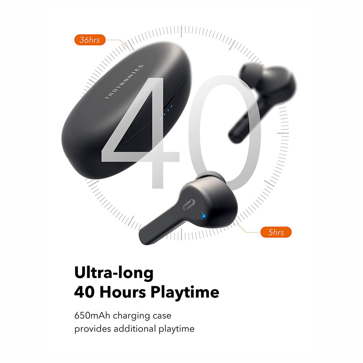 Tai Nghe TaoTronics Nhét Tai Bluetooth 50, Chống Ẩm, Hoạt Động 5H, Nhỏ Gọn TT-BH053 Pro - Hàng Chính Hãng