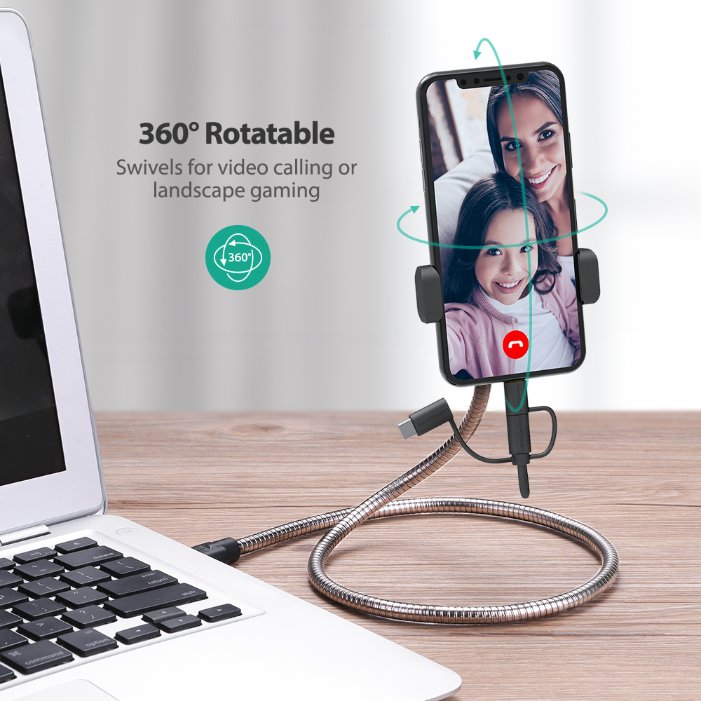 Cáp Sạc 3 Trong 1 (Lightning, Micro USB, Type-C) RAVPower 0.6m,MFI, Khung Thép - RP-CB015