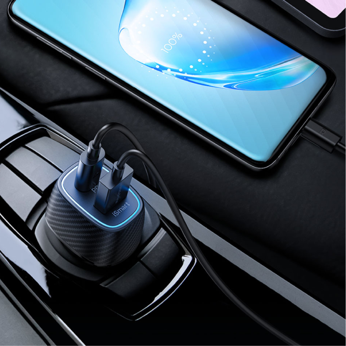 Củ Sạc Tẩu Sạc Ô Tô 60W 1 Cổng Type C 36W Và 1 Cổng USB QC 3.0 24W RAVPower RP-VC009 - Hàng Chính Hãng