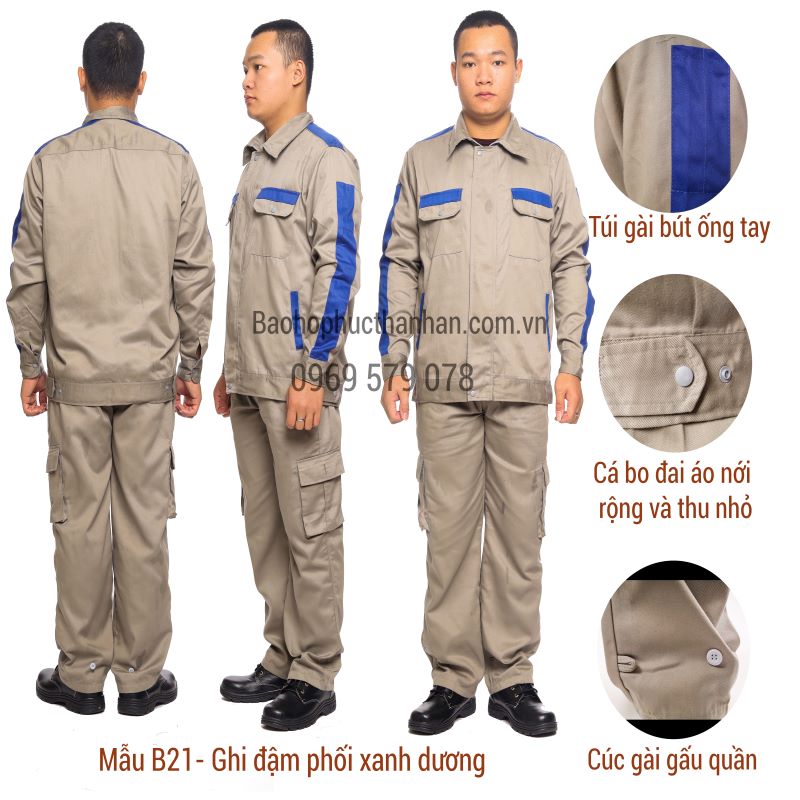 quan-ao-lao-dong-mau-ghi-dam-phoi-xanh-ma-b20