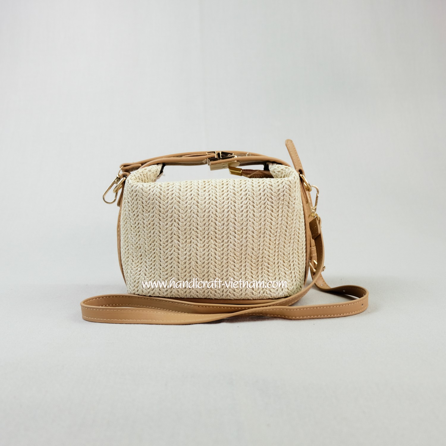 Túi xách cói quai da