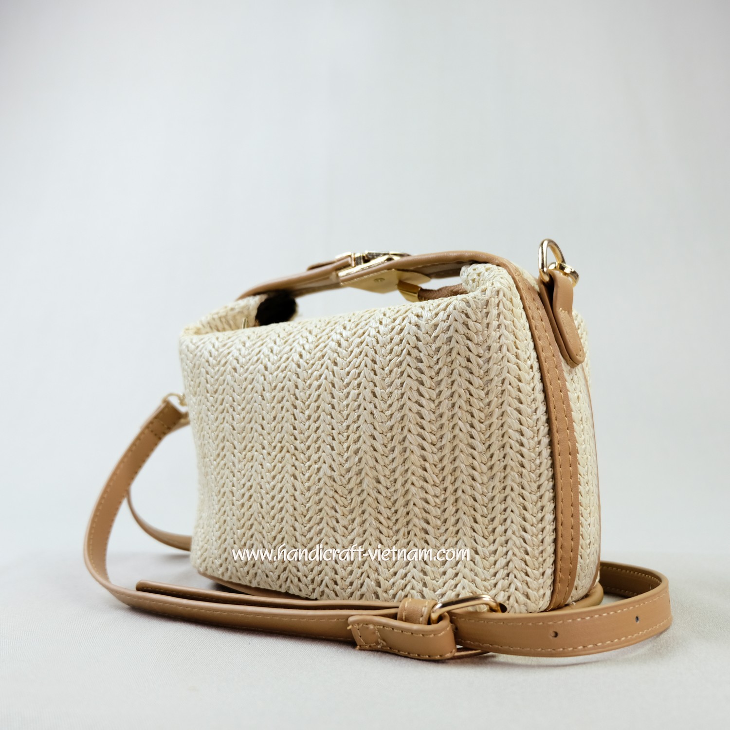 Túi xách cói quai da