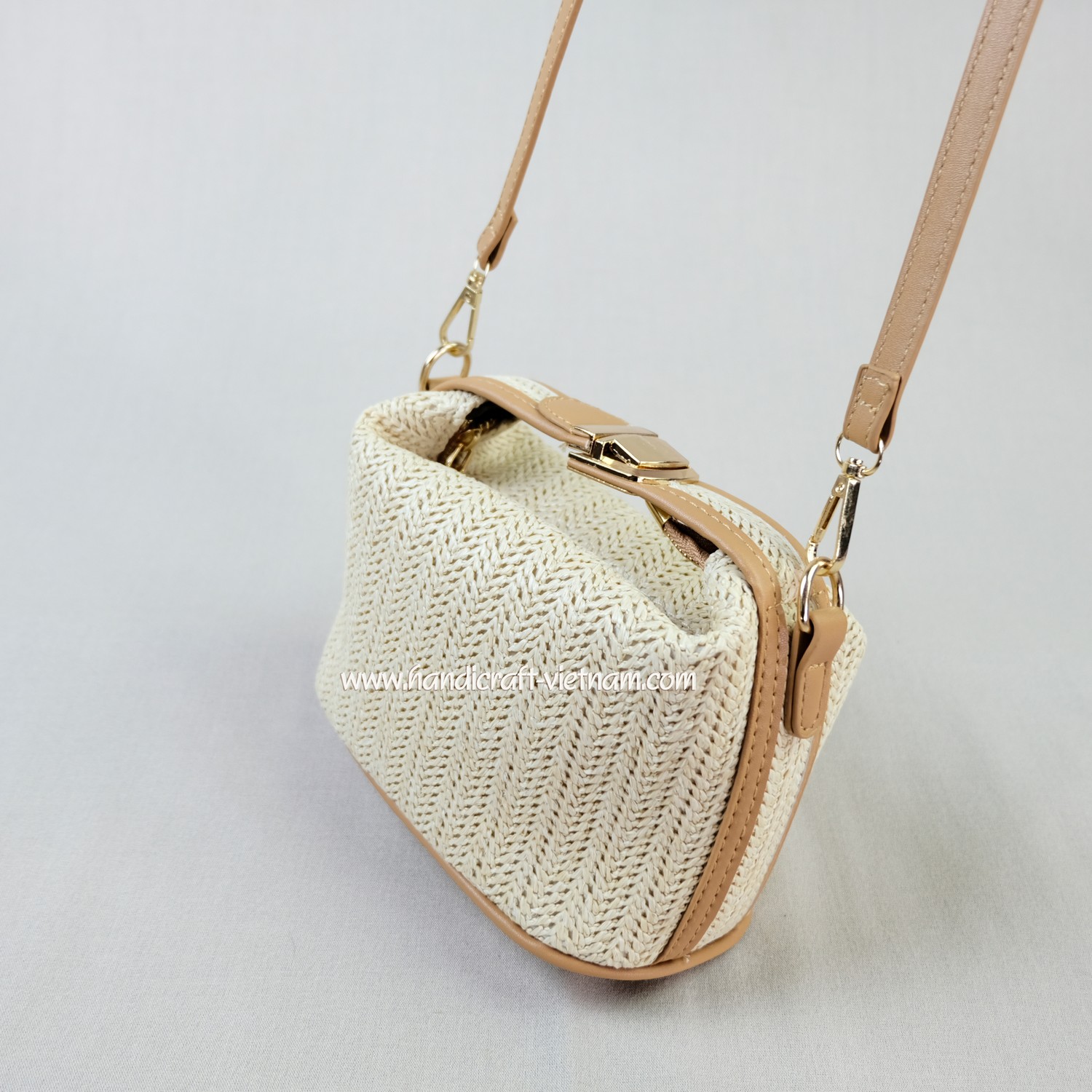 Túi xách cói quai da