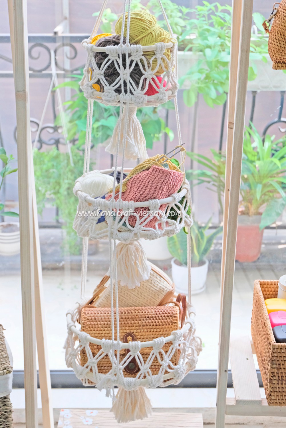 Giỏ 3 tầng chất liệu sợi