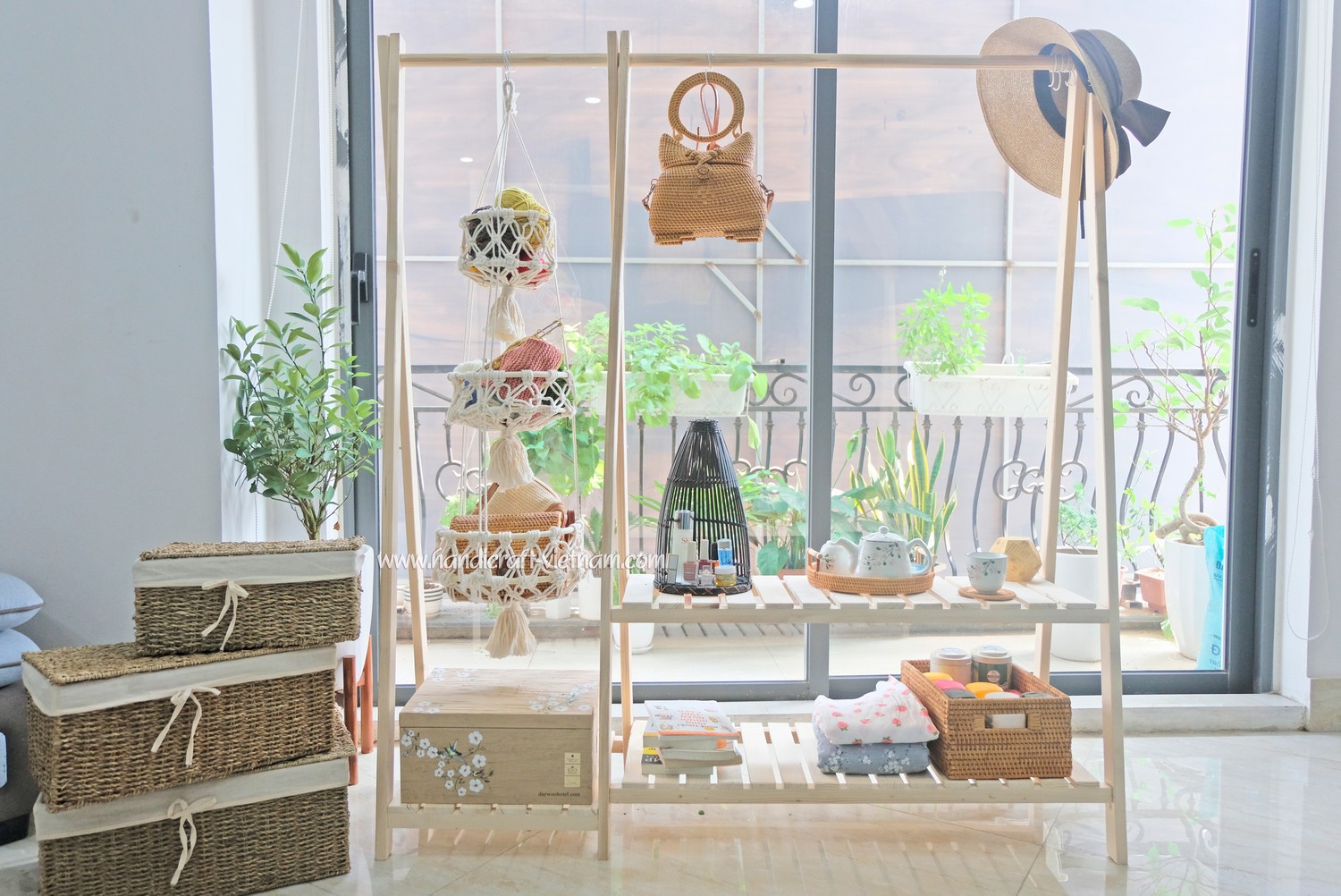 Giỏ 3 tầng chất liệu sợi