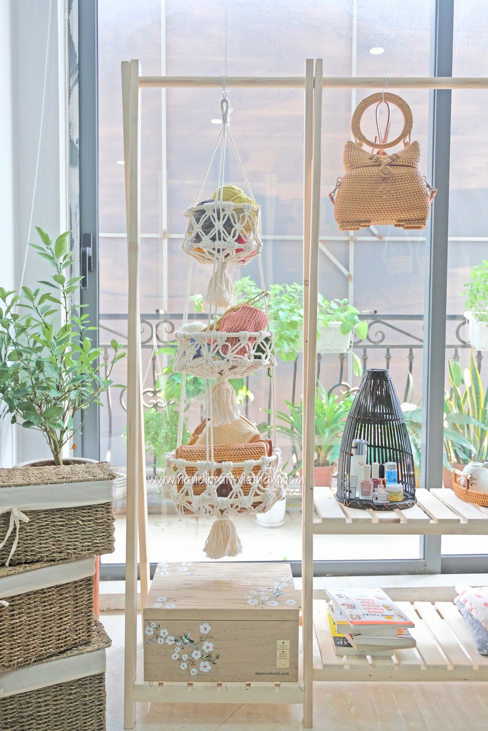 Giỏ 3 tầng chất liệu sợi