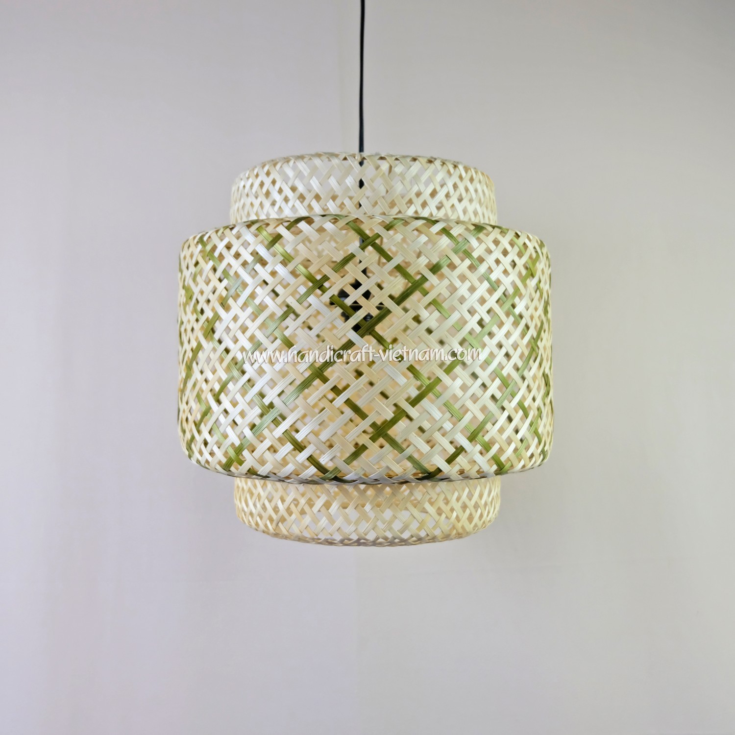 Chao đèn 3 tầng màu kẻ caro xanh cốm