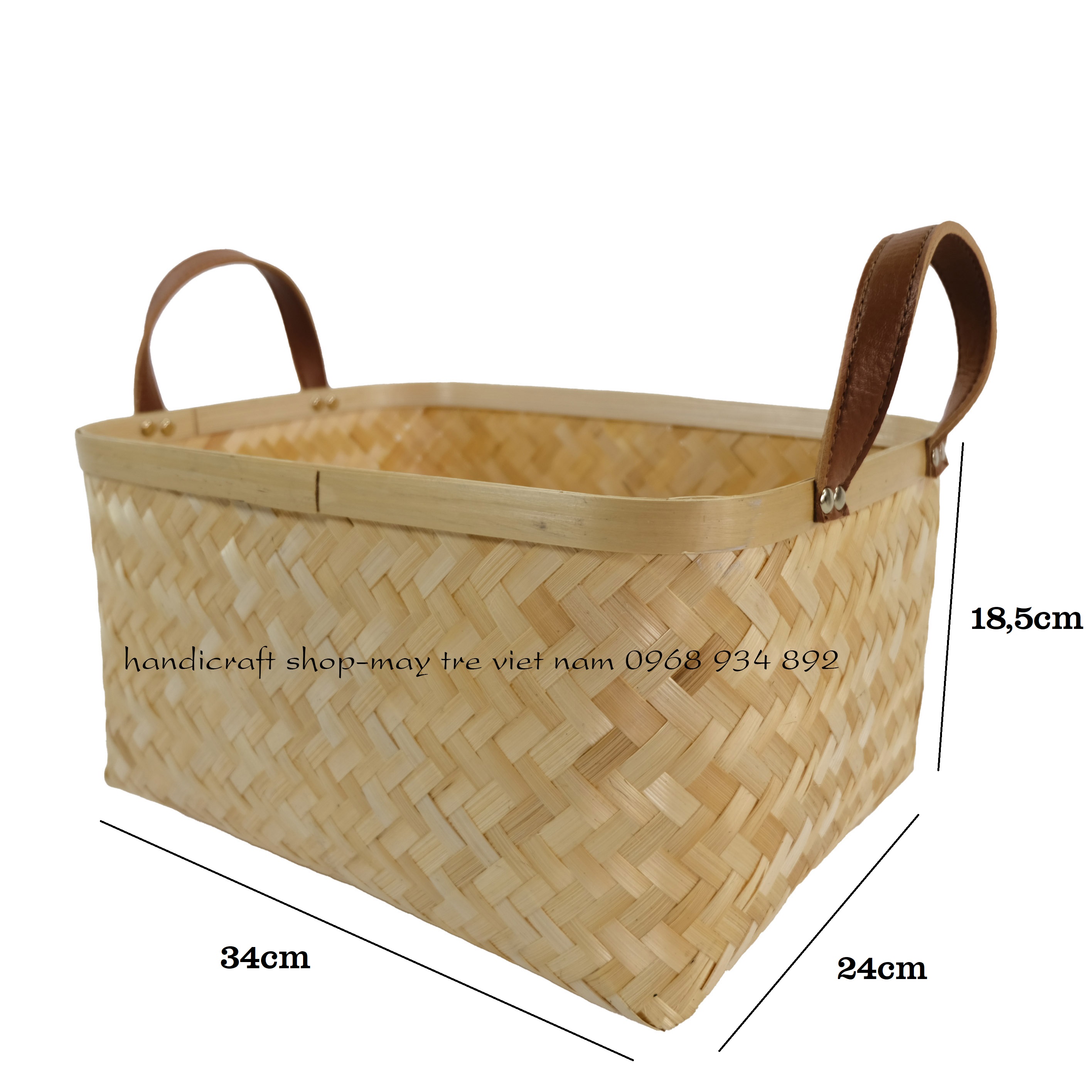 Giỏ tre quai da
