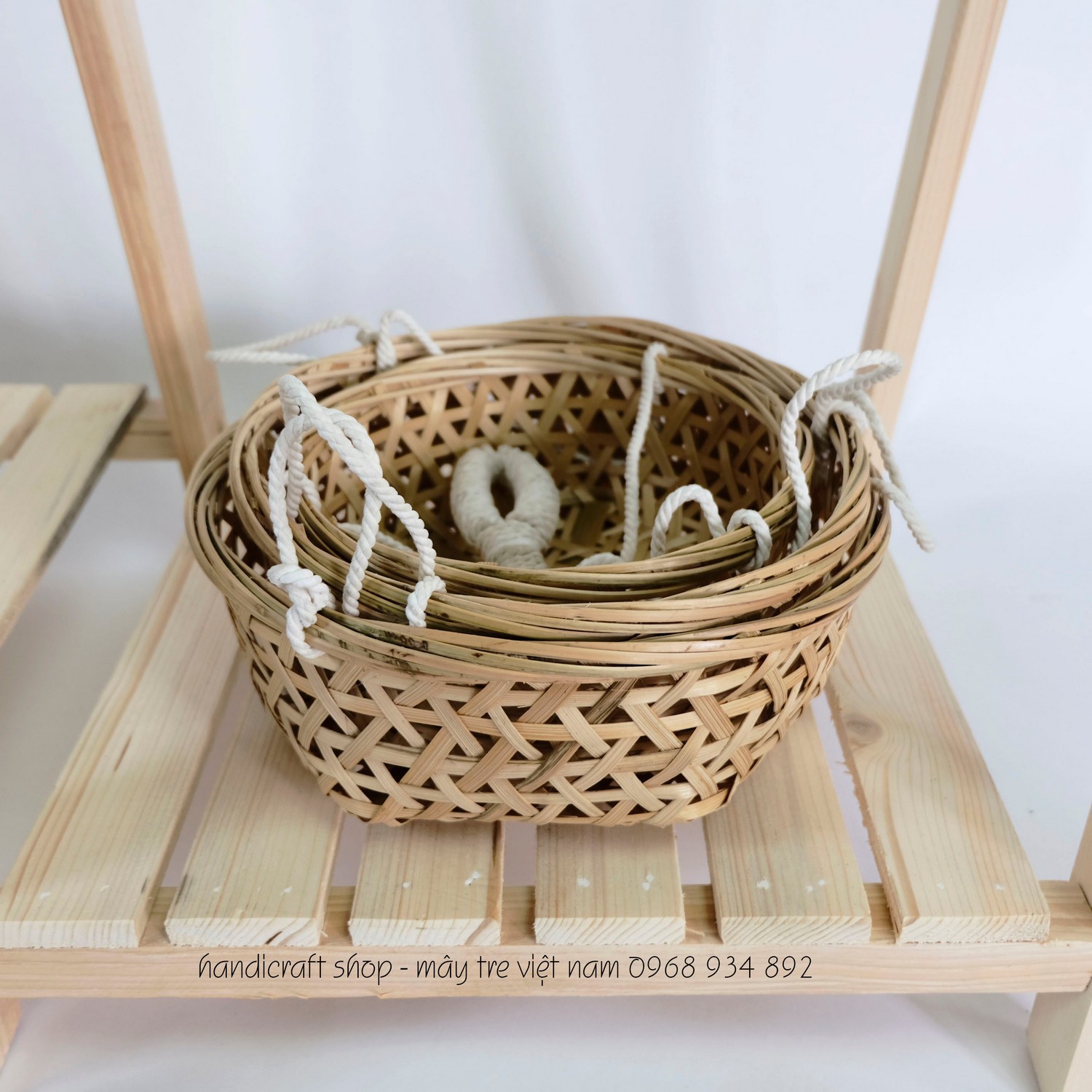 Giỏ tre 3 tầng (quai thừng)