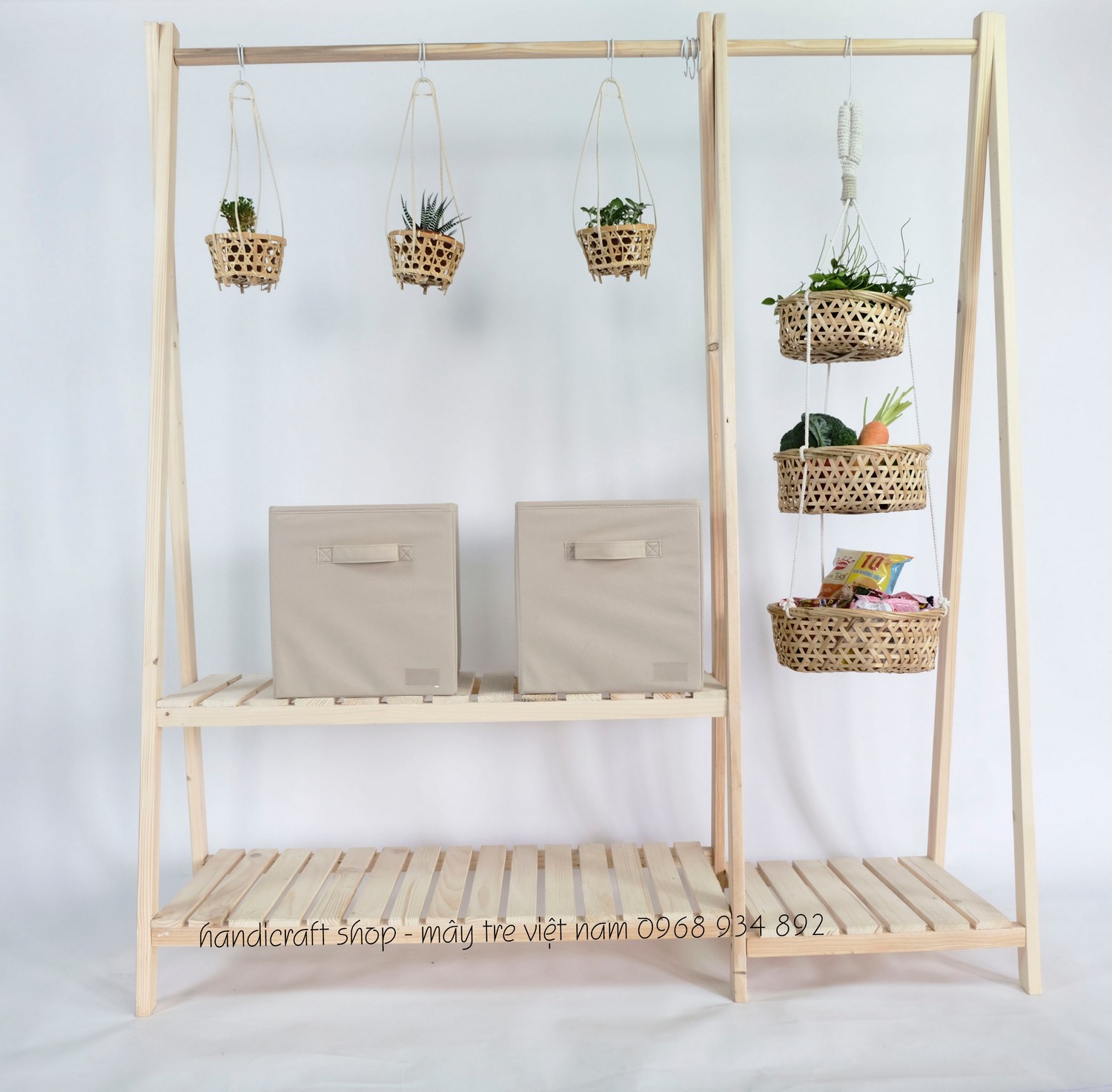 Giỏ tre 3 tầng (quai thừng)