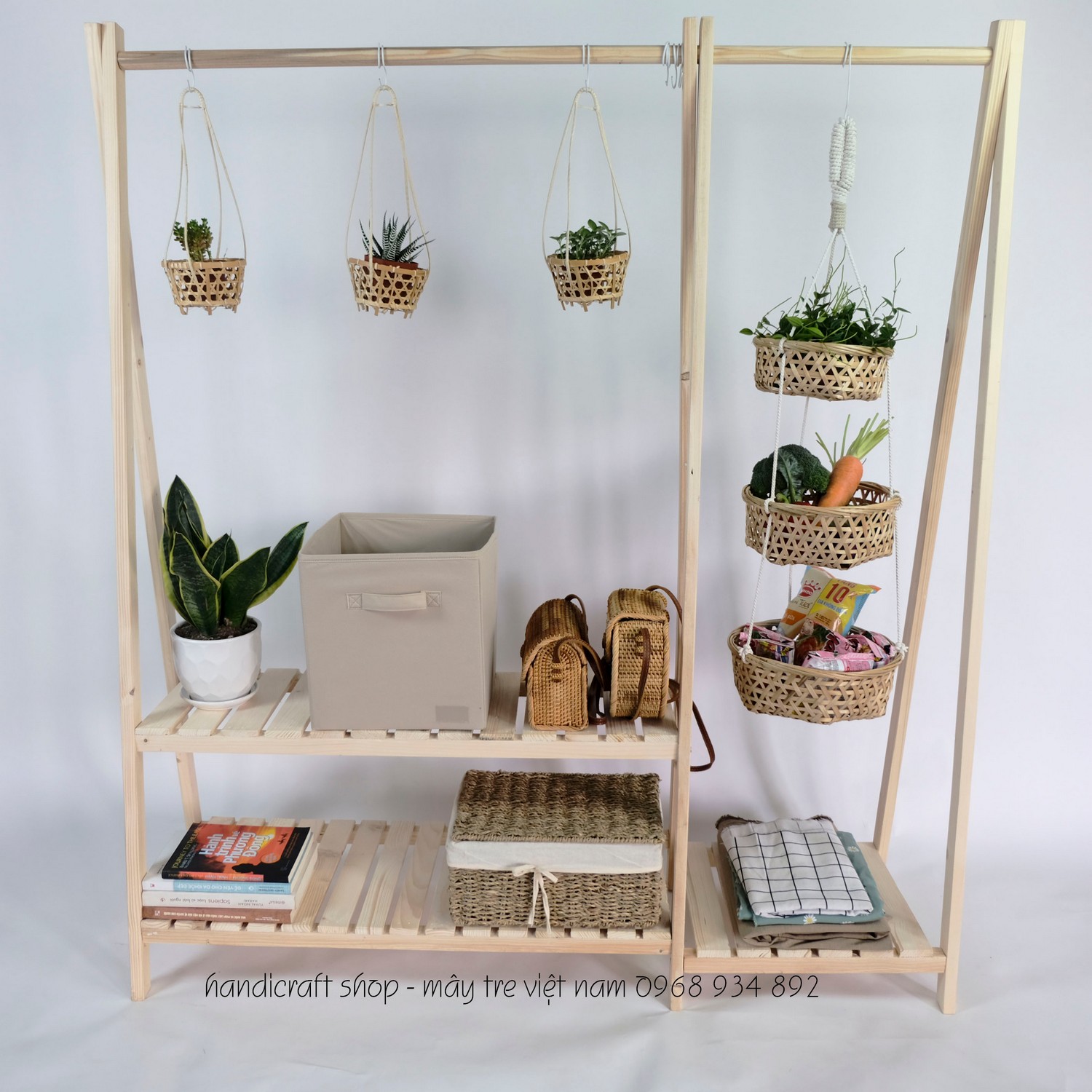 Giỏ tre 3 tầng (quai thừng)