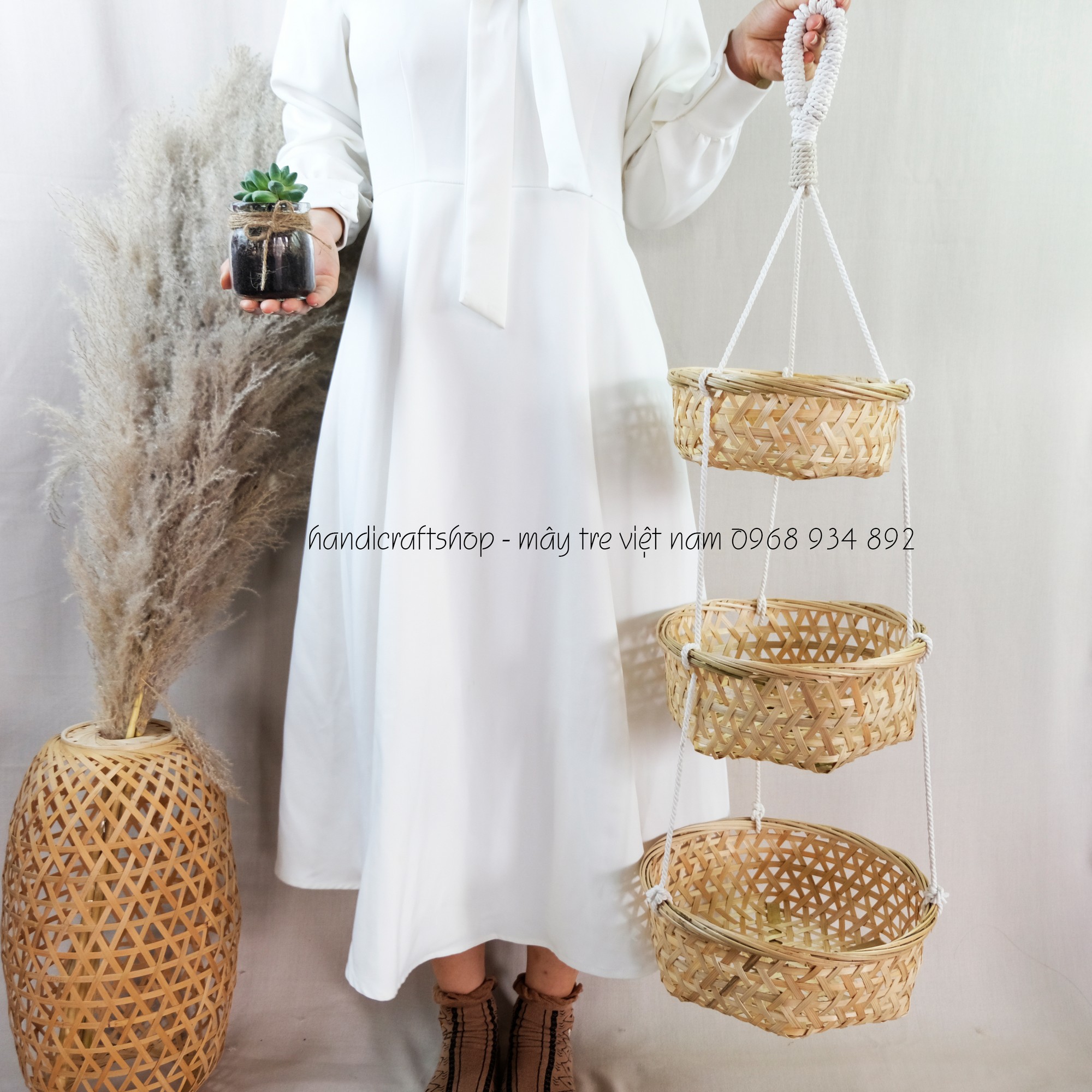 Giỏ tre 3 tầng (quai thừng)