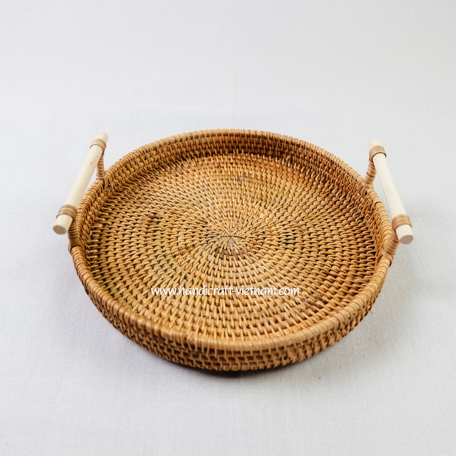 Khay guột mây tròn có tay nắm