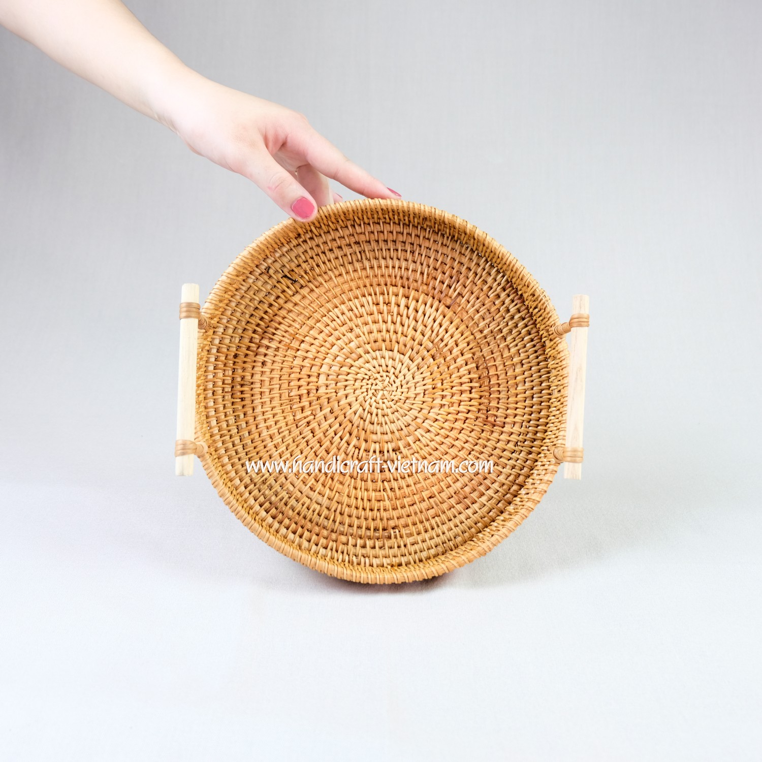 Khay guột mây tròn có tay nắm