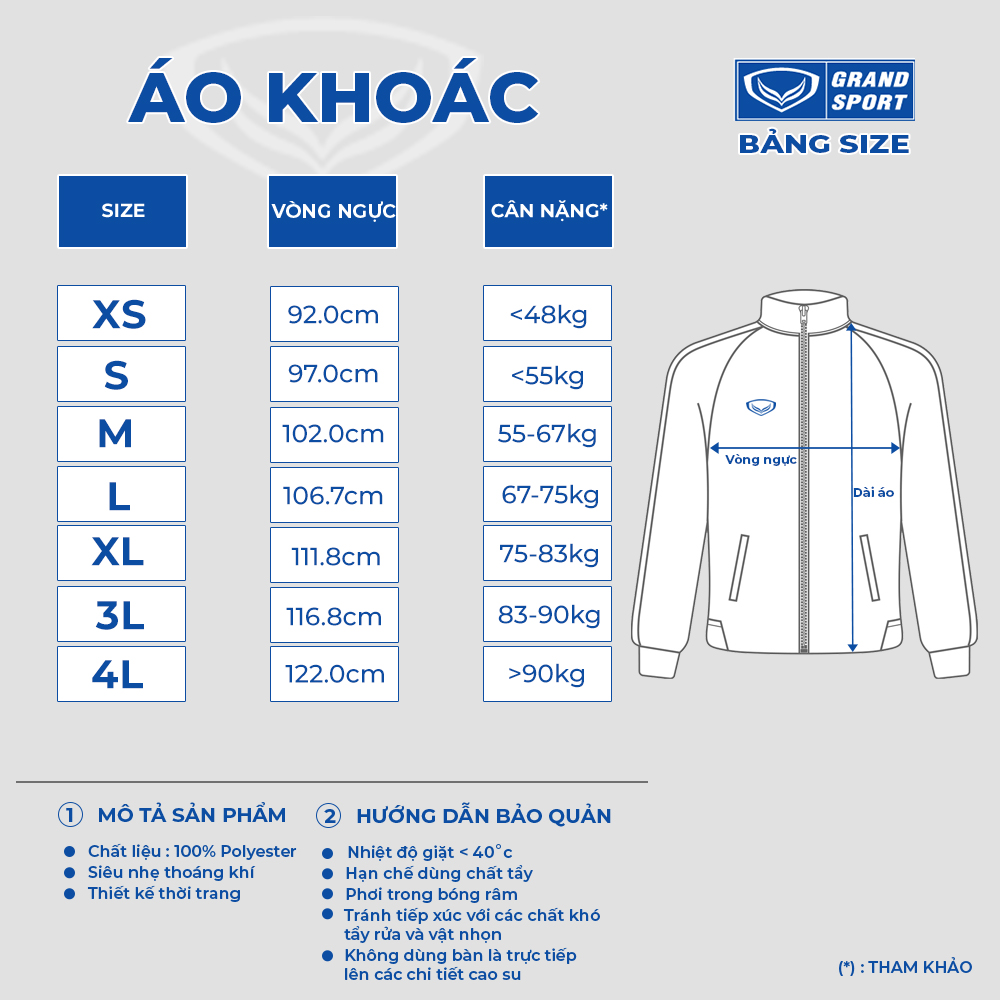 Áo Khoác Nỉ Grand Sport 016368 Xanh Trời | Grand Sport Việt Nam