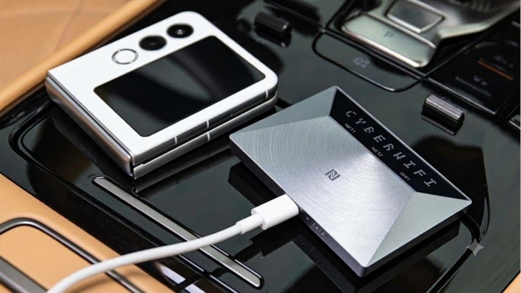 Hành khách trên xe du lịch kết nối mạng 5G từ bộ phát ZTE V50