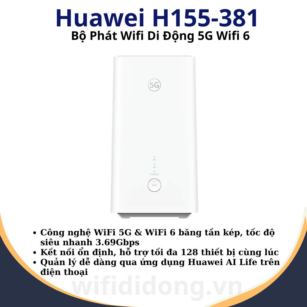 Huawei H155-381 Router WiFi 5G WiFi 6 Tốc Độ 3.69Gbps Chính Hãng