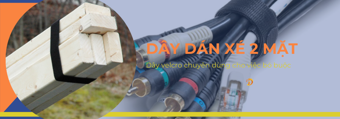 Băng dán xé 2 mặt, dây velcro dùng bó buộc