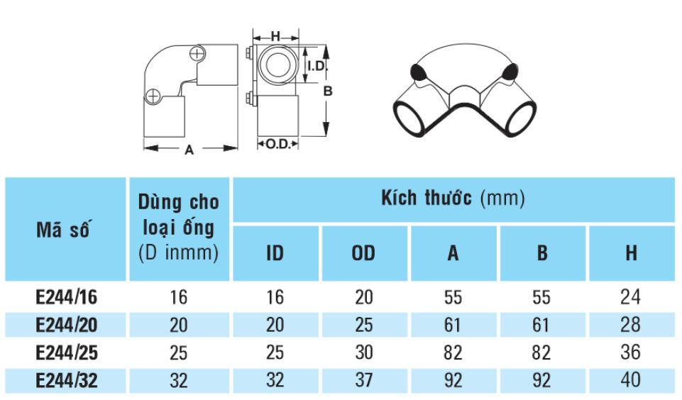 Co nối có nắp sino D16 E244/16