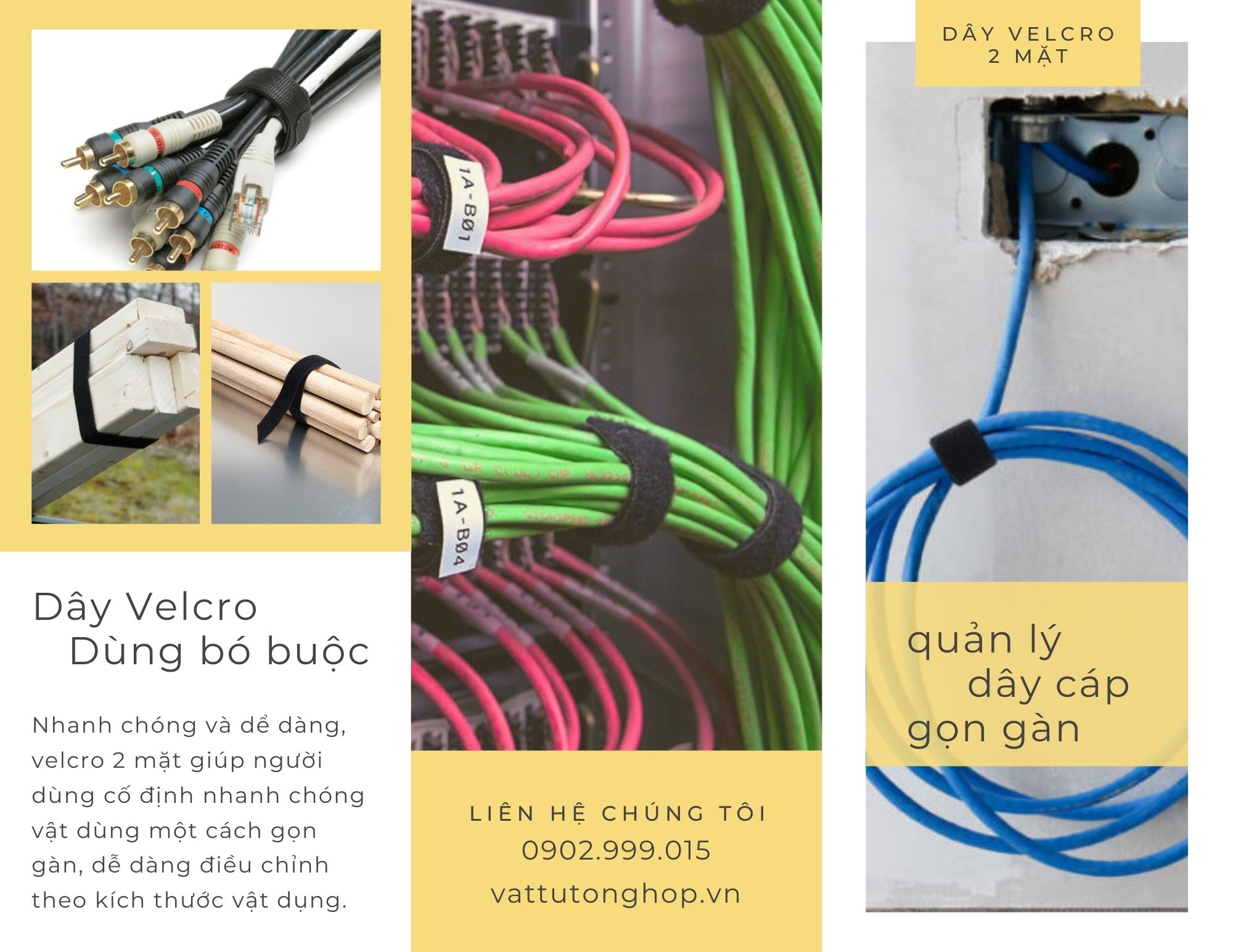 Velcro 2 mặt bó cáp