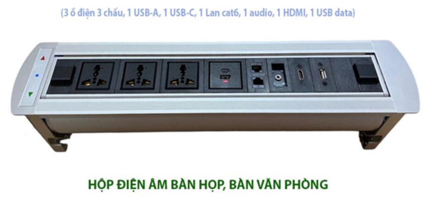 Hộp ổ cắm điện âm bàn Sinoamigo STS-240E (Đóng mở bằng điện)