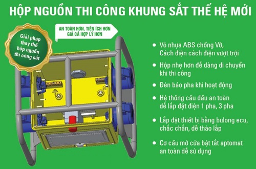 Hộp nguồn thi công nhựa khung sắt 1 pha YGBOXN-S1