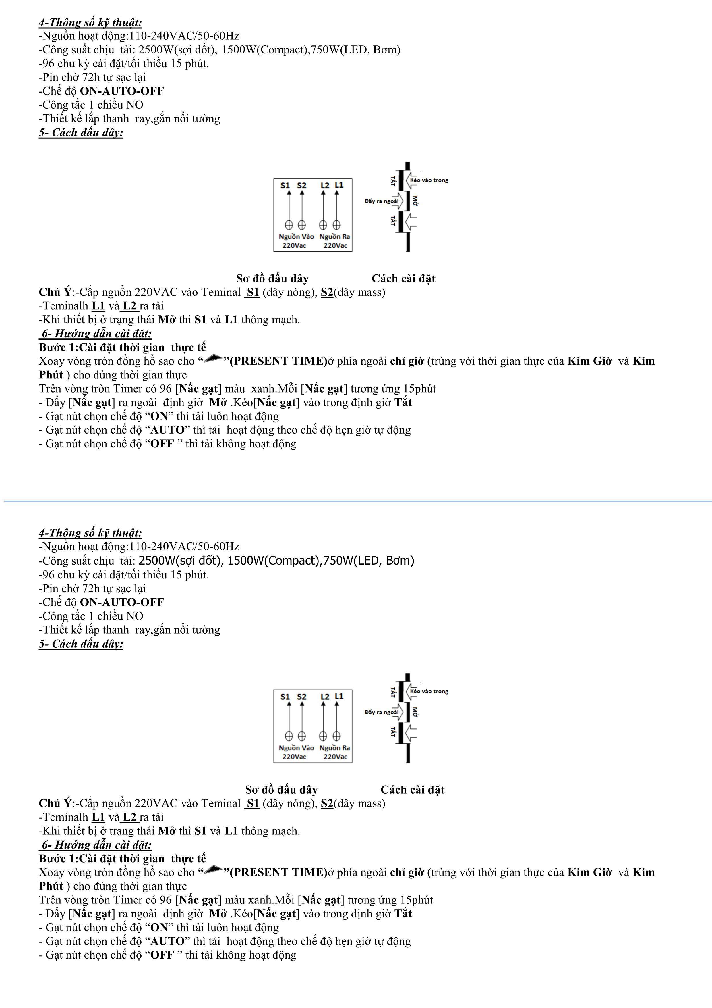 HƯỚNG DẪN SỬ DỤNG TIMER HẸN GIỜ CƠ KAWASAN TS38: