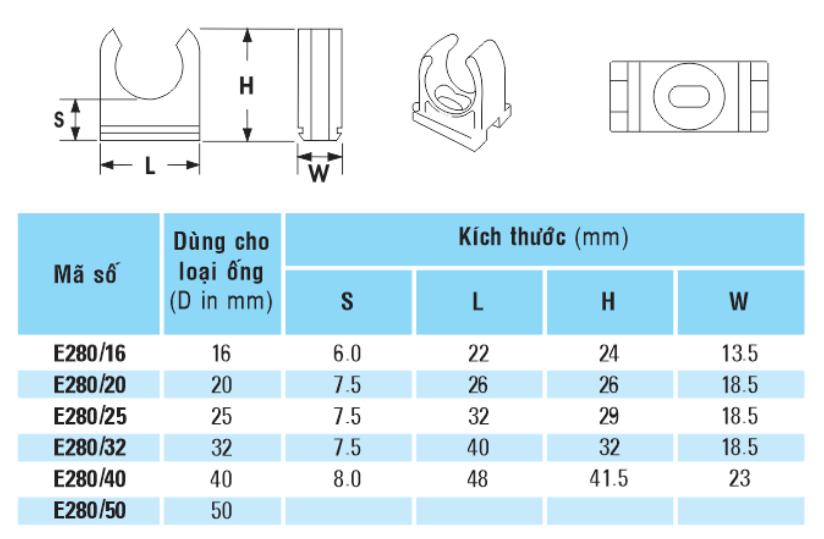 Kẹp đỡ ống sino D16 E280/16