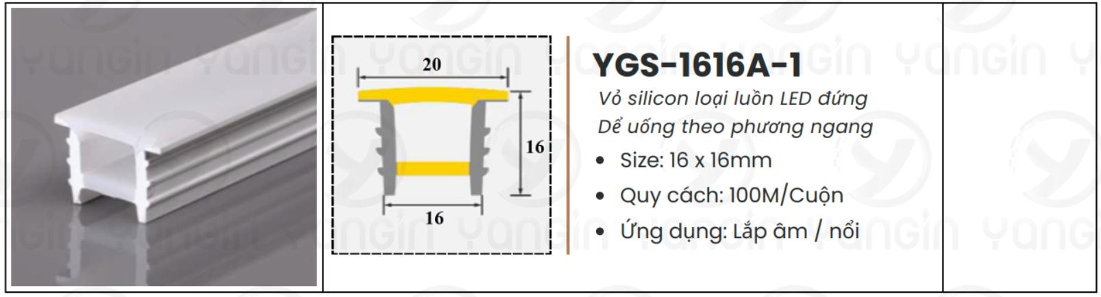 LED silicon âm 1 khe 16x16 YGS-1616A-1