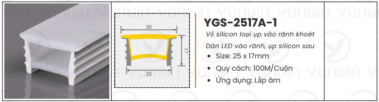 LED silicon âm 1 khe 25x17 YGS-2517A-1
