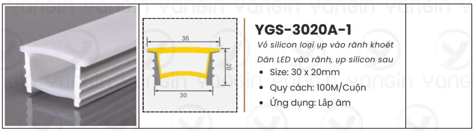 LED silicon âm 1 khe 30x20 YGS-3020A-1