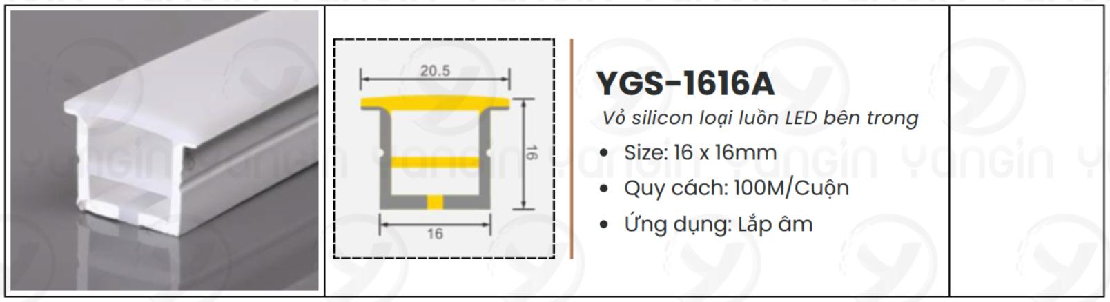 LED silicon âm 16x16 YGS-1616A