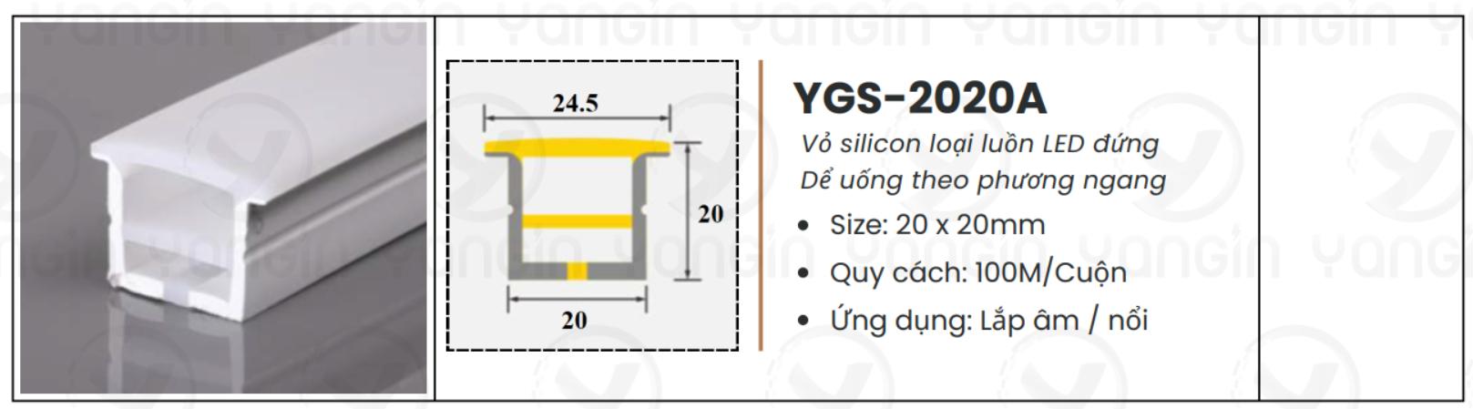 LED silicon âm 20x20 YGS-2020A