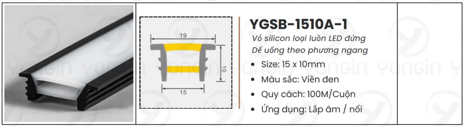 LED silicon âm viền đen 15x10 YGSB-1510A-1