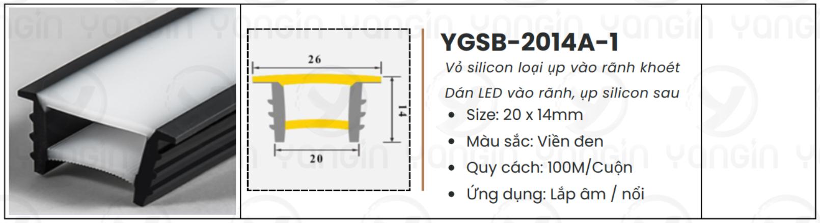LED silicon âm viền đen 20x14 YGSB-2014A-1
