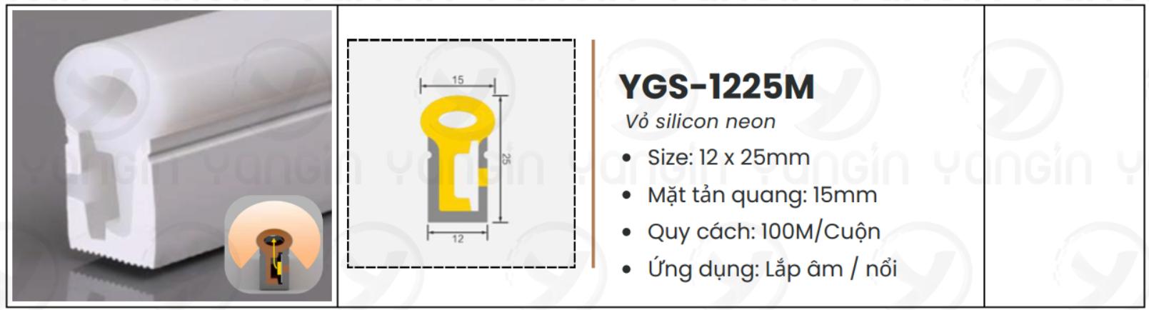 LED silicon mặt sáng cong 12X25 YGS-1225ARC