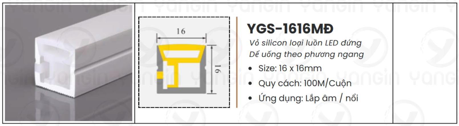 LED silicon nổi luồn led đứng 16X16 YGS-1616MĐ