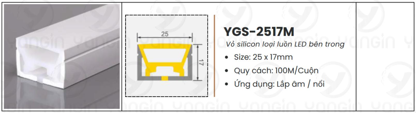 LED silicon nổi 25x17 YGS-2517M