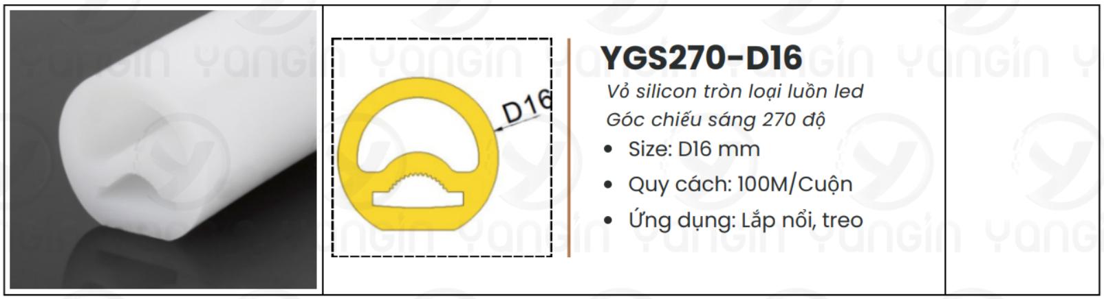 LED silicon tròn D16 góc sáng 270 độ YGS270-D16