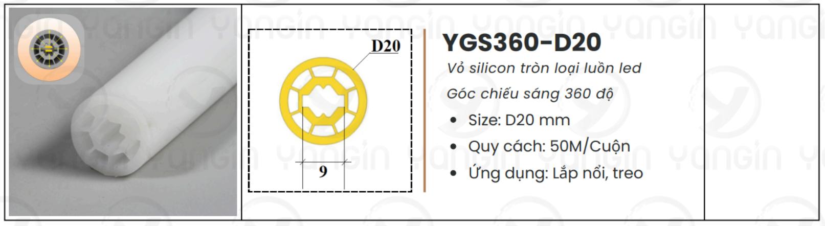 LED silicon tròn D20 sáng 360 độ YGS360-D20