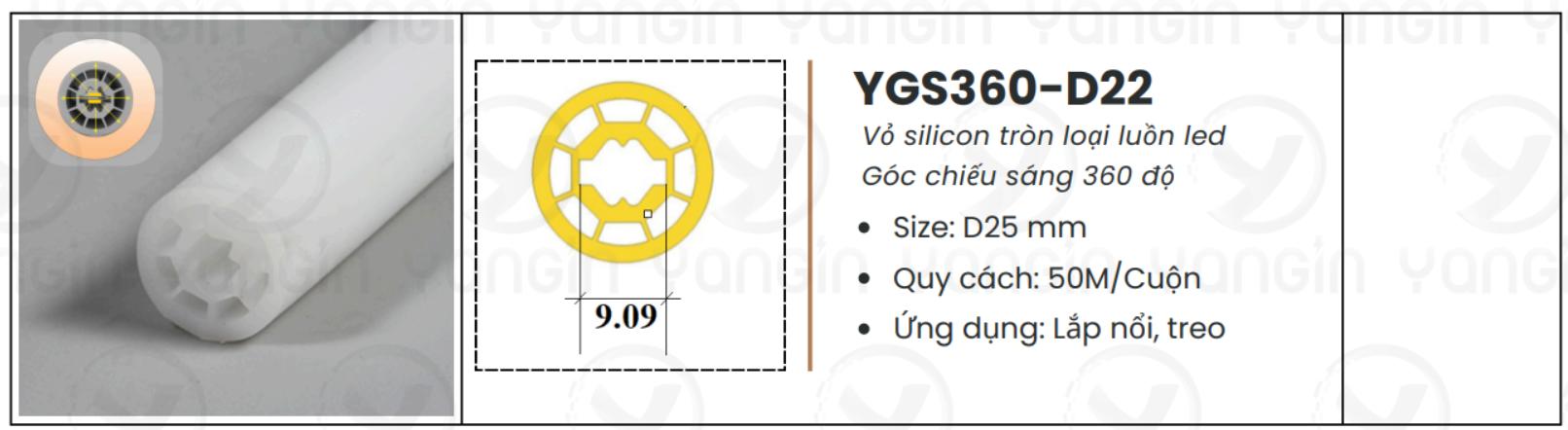 LED silicon tròn D22 sáng 360 độ YGS360-D22