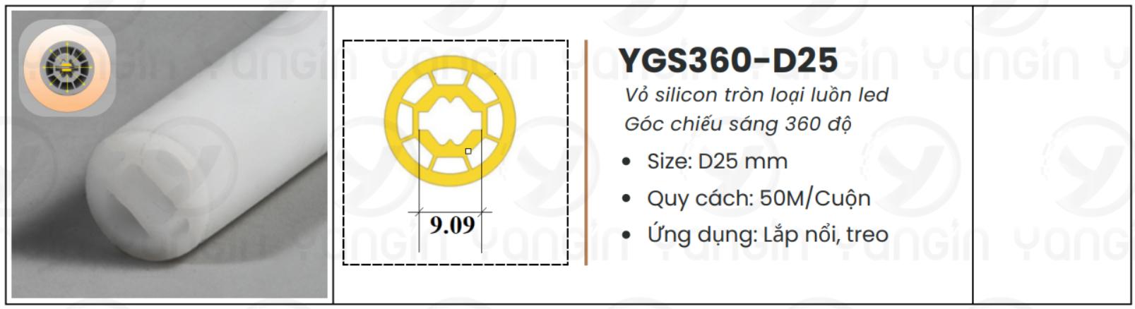 LED silicon tròn D25 sáng 360 độ YGS360-D25